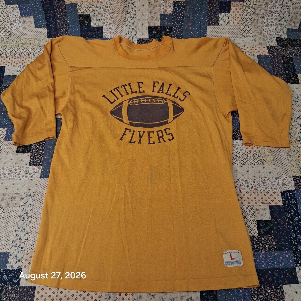 True Vintage 70s Champion Little Falls Flyers Football Jersey Hanowski 44 L